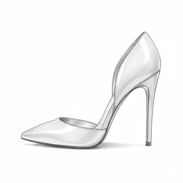 Strichzeichnung eines D'Orsay-Pumps