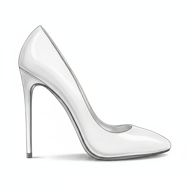 Strichzeichnung eins Stiletto-Pumps